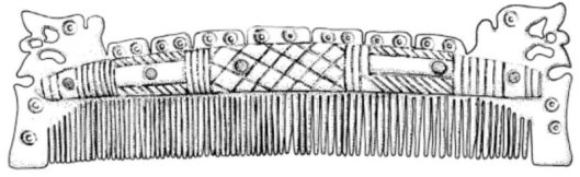 Example from London with decorated end plates and decorated projecting tooth plates